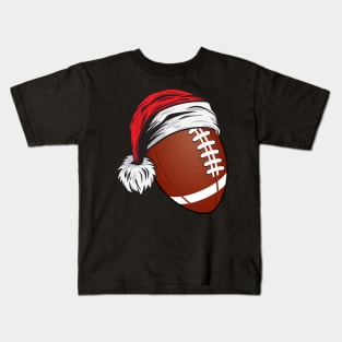 Christmas Football Ball With Santa Hat - Funny Sport X-mas print Kids T-Shirt